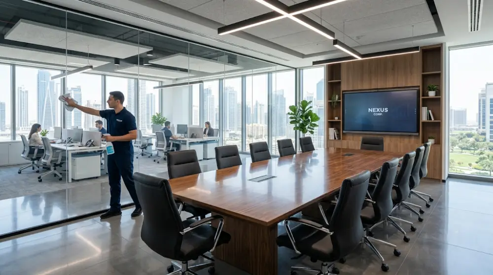 office deep cleaning Toronto A freshly deep-cleaned corporate conference room ready for a client meeting.