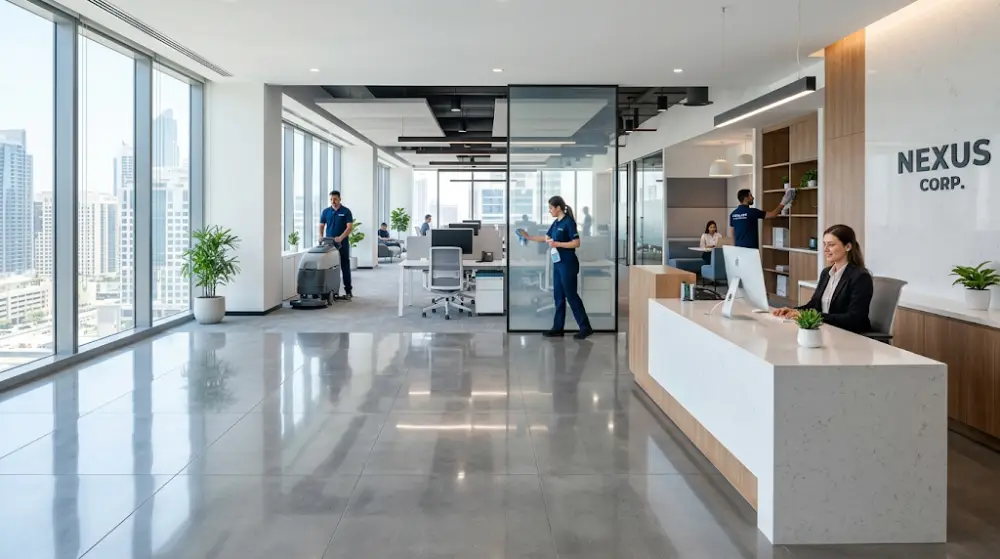 office deep cleaning Calgary A spotless modern office space reflecting the results of professional commercial deep cleaning services.